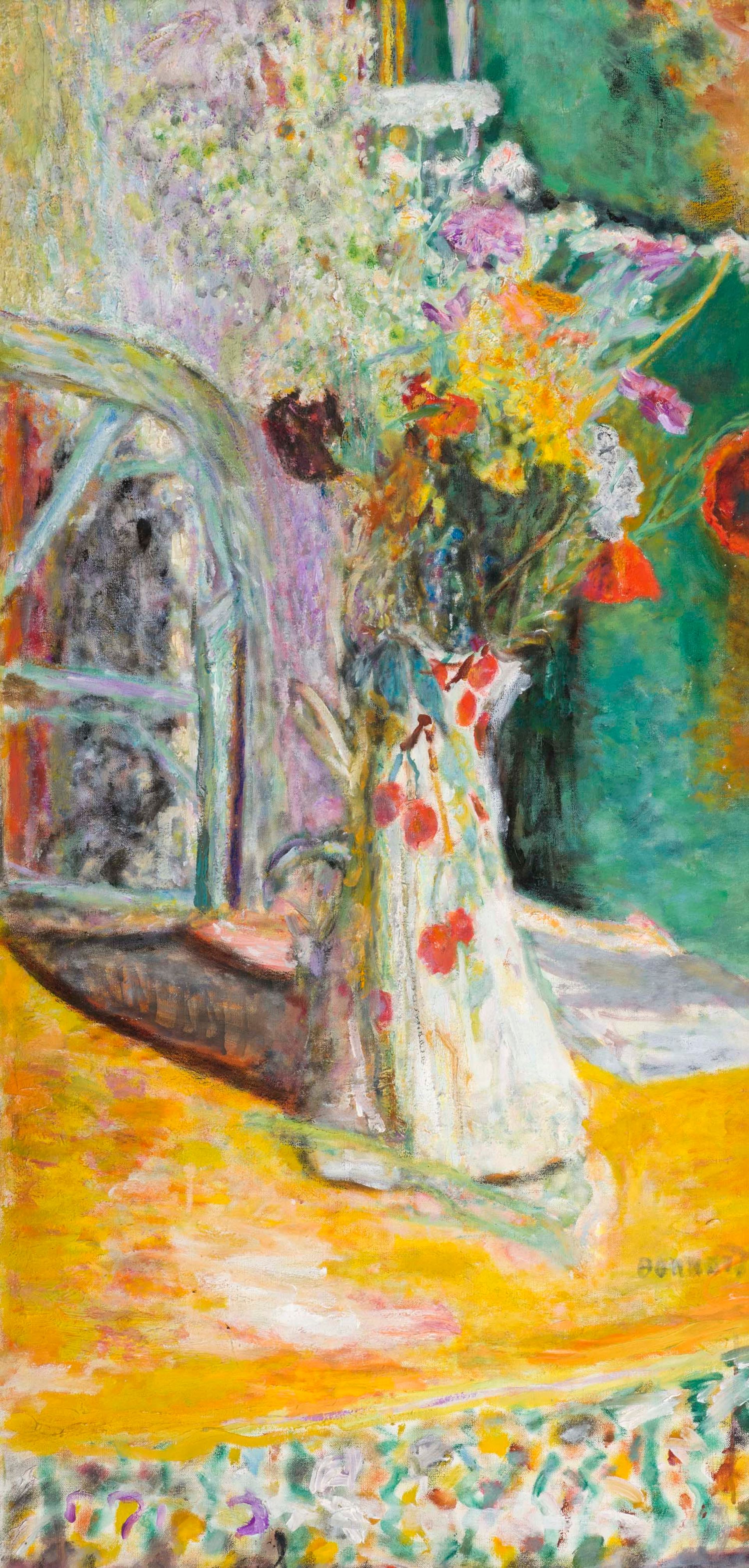 Pierre Bonnard, Vase mit Blumen, 1933, Öl auf Leinwand, 99,5 x 48,5 cm