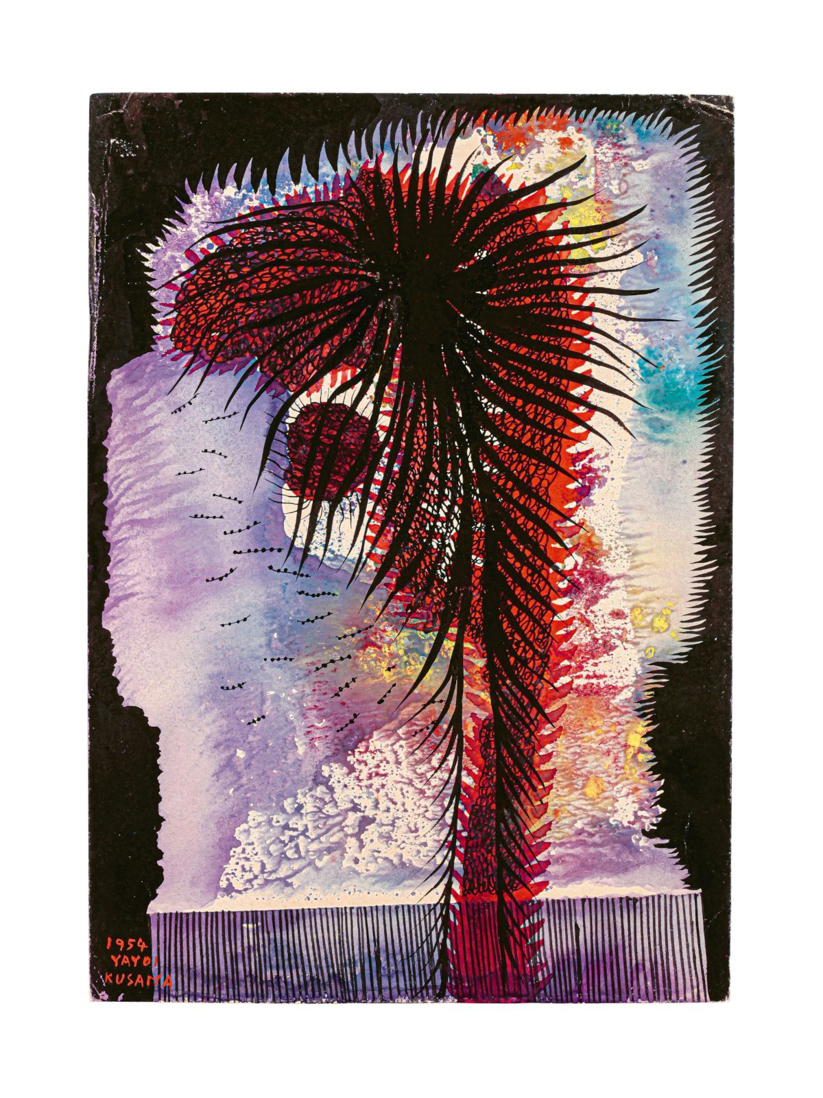 Yayoi Kusama, Atomic Bomb, 1954, Gouache, Tusche und Pastell auf Papier, 25 x 17,6 cm, Matsumoto City Museum of Art