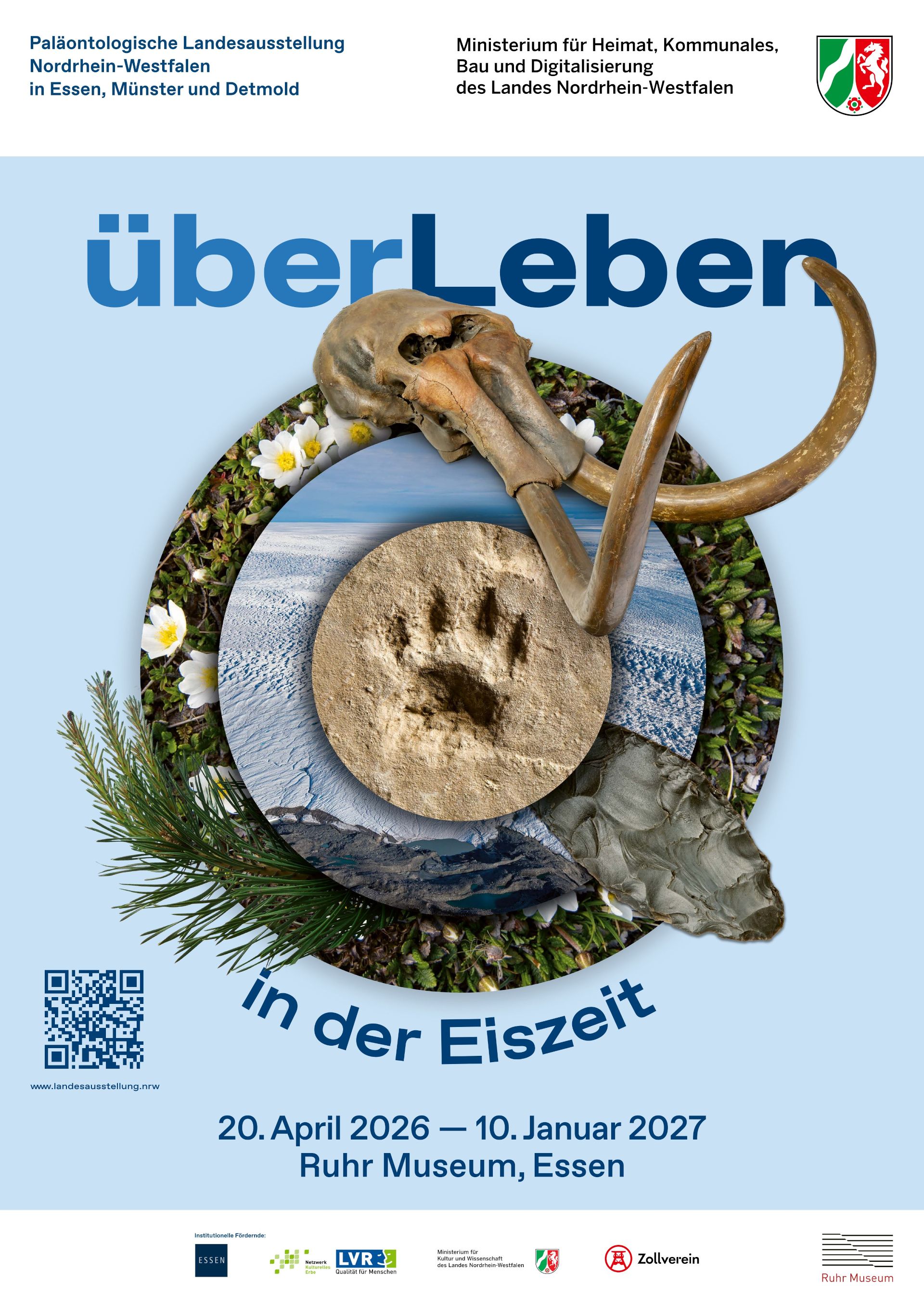 Die Ausstellung "überLeben in der Eiszeit" können Gäste im Ruhr Museum in Essen vom 20. April 2026 bis 10. Januar 2027 besuchen