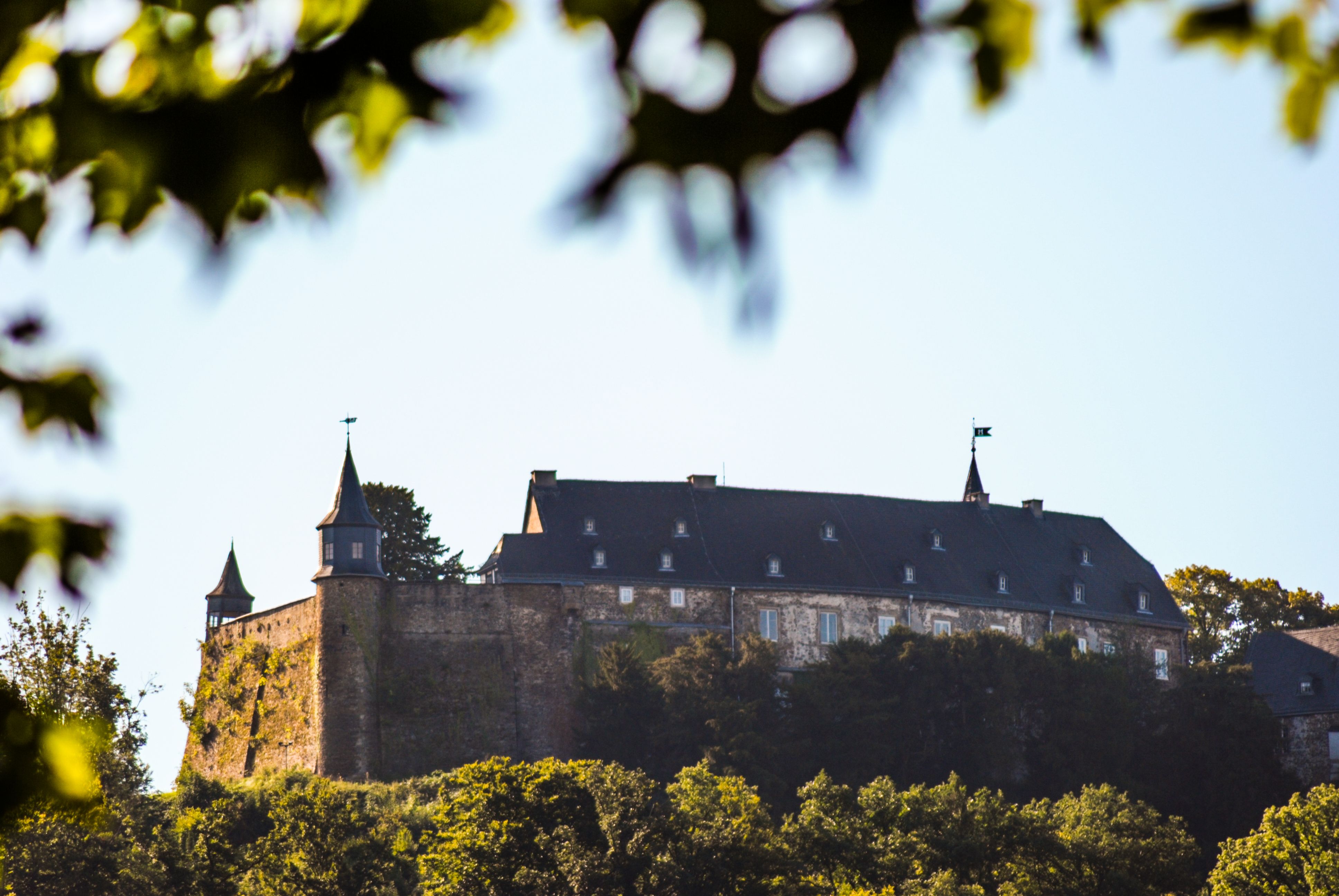 Schloss mit Schlossmauer aus der Ferne