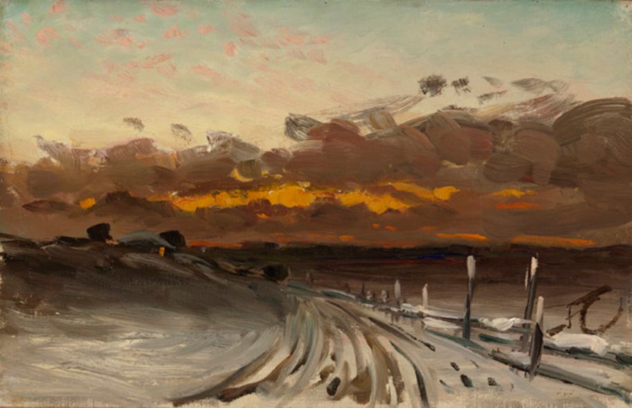 Fanny Churberg, Winterlandschaft, Sonnenuntergang, 1878, Öl auf Leinwand