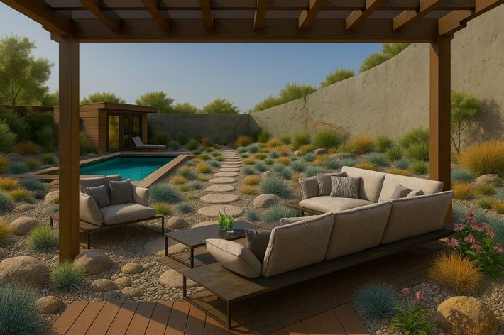 Der Wohlfühlgarten "Human Living" ist inspiriert von den Schärengärten Skandinaviens, in denen Fels und Wasser das Landschaftsbild prägen