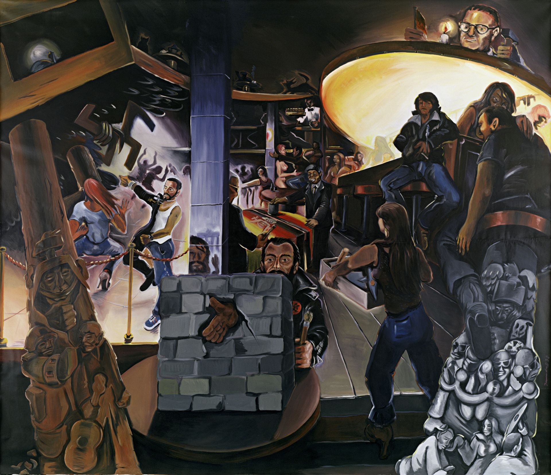 Jörg Immendorff, Café Deutschland I, 1978, Öl auf Leinwand, 282 × 330 cm, Museum Ludwig, Köln, Foto: Farbanalyse