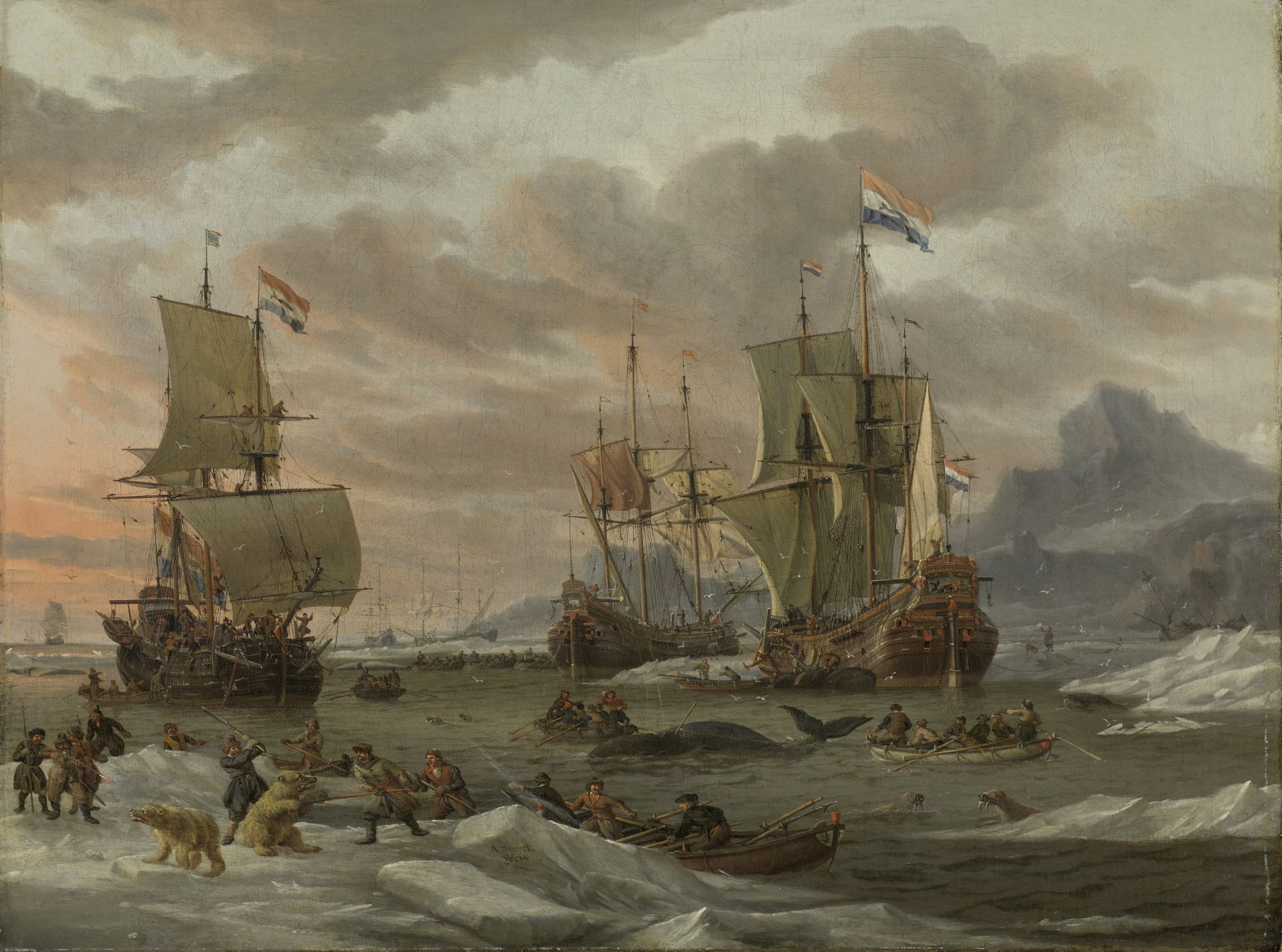 Abraham Storck, Walfanggebiet im Arktischen Ozean, 1654–1708