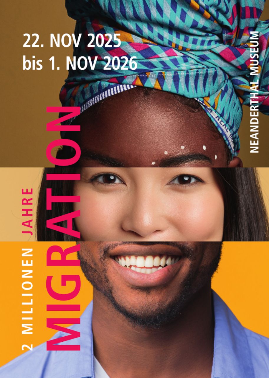 Gäste können die Ausstellung "Zwei Millionen Jahre Migration" vom 22. November 2025 bis zum 1. November 2026 im Neanderthal Museum besuchen