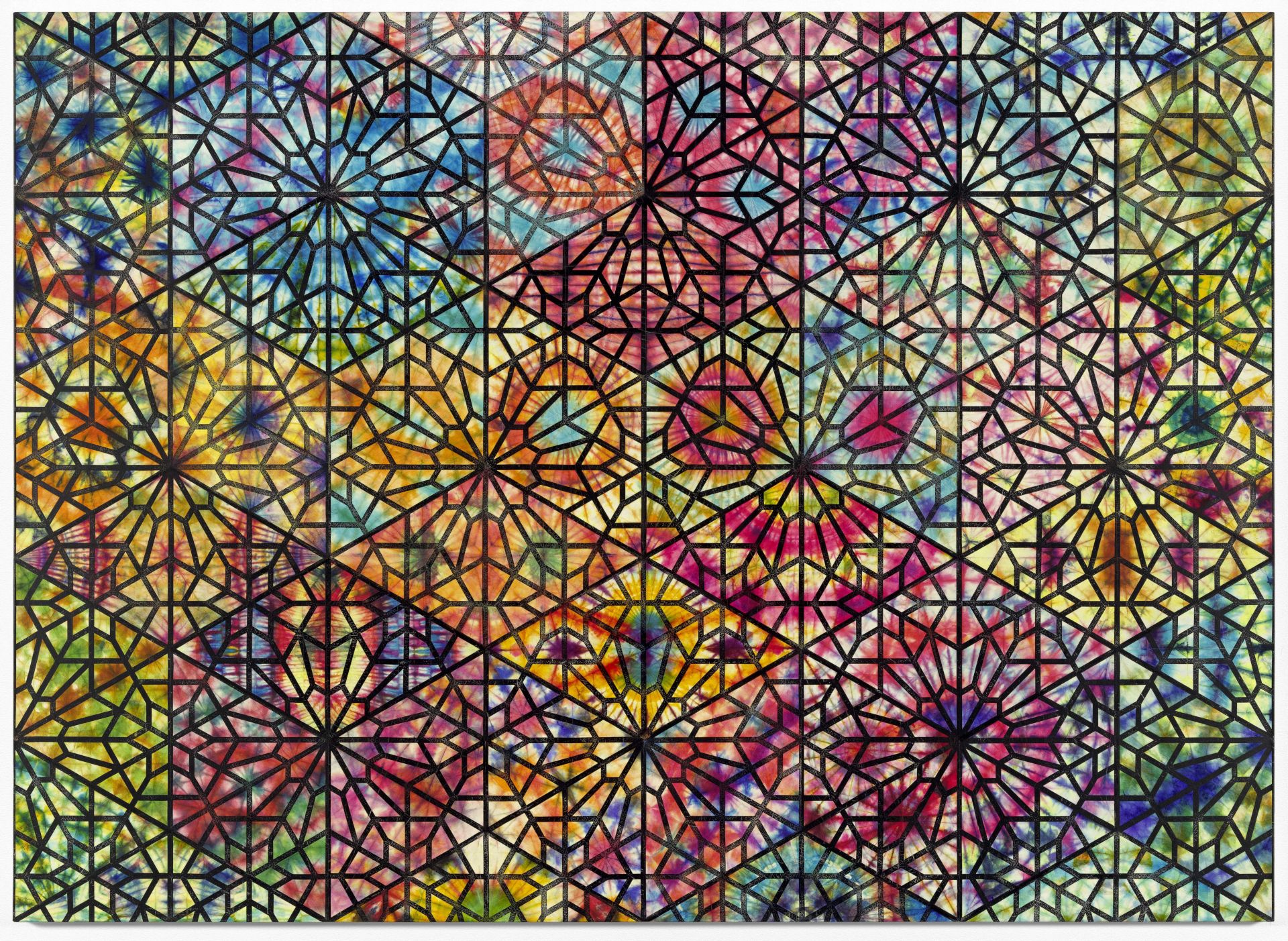 Philipp Taaffe, Cairene Window II, 2008, Mixed Media auf Leinwand, 153,7 x 213,4 cm, Jablonka Collection