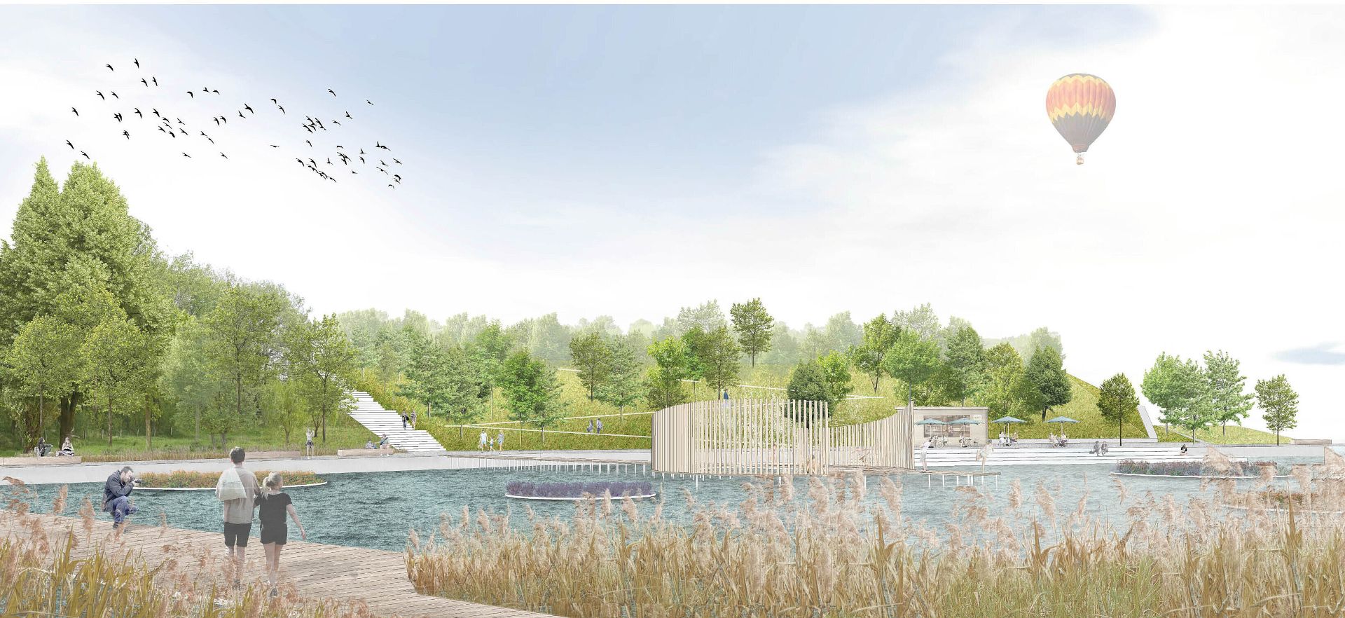 Auf der Emscherinsel im Nordsternpark Gelsenkirchen wird sich zur IGA 2027 besonders der Bereich um das ehemalige Wendebecken der Zeche Nordstern stark verändern