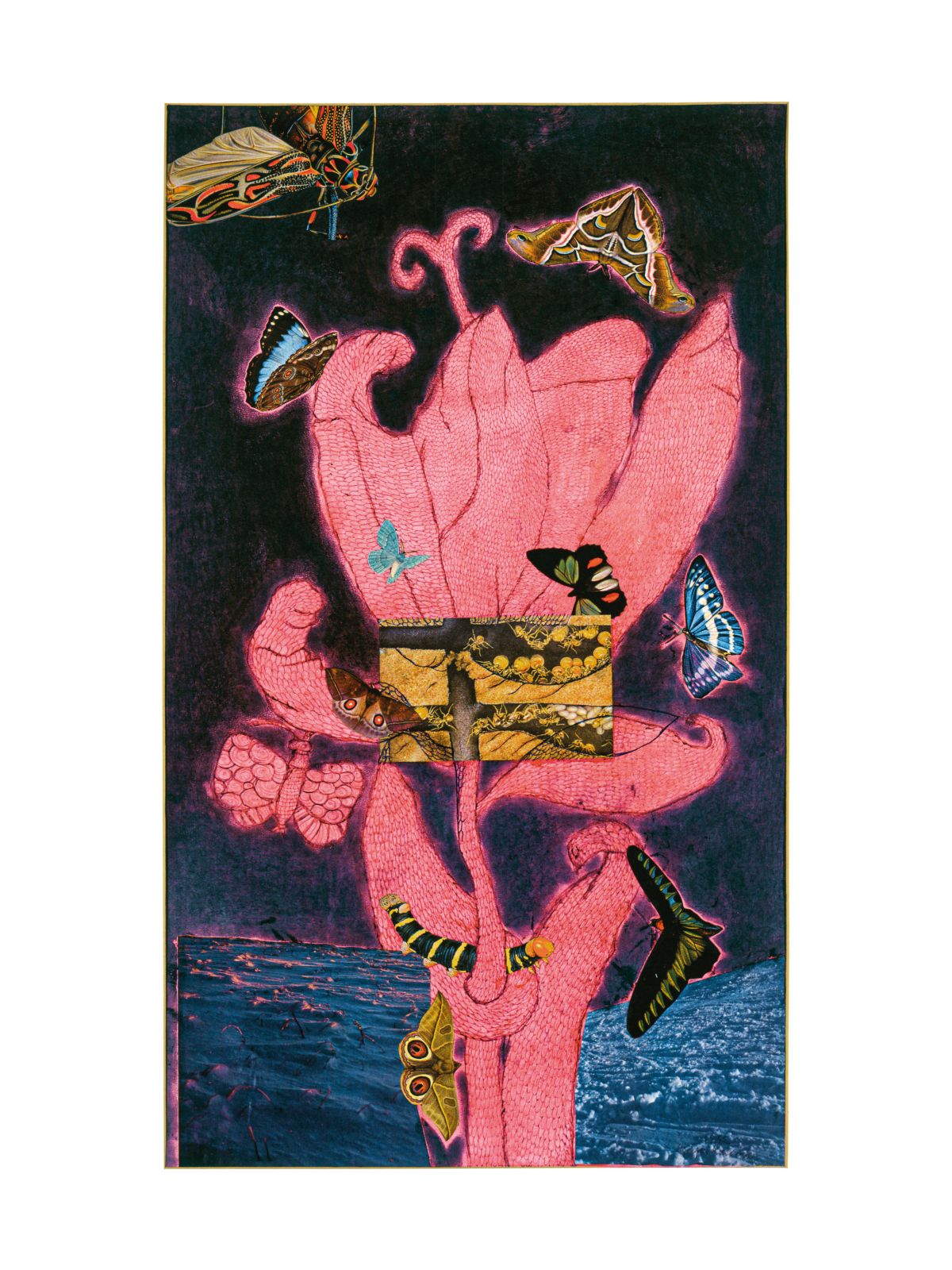 Yayoi Kusama, Self-Portrait, 1972, Collage, Pastell, Kugelschreiber und Tusche auf Papier, 74.4 × 44 cm, Sammlung der Künstlerin