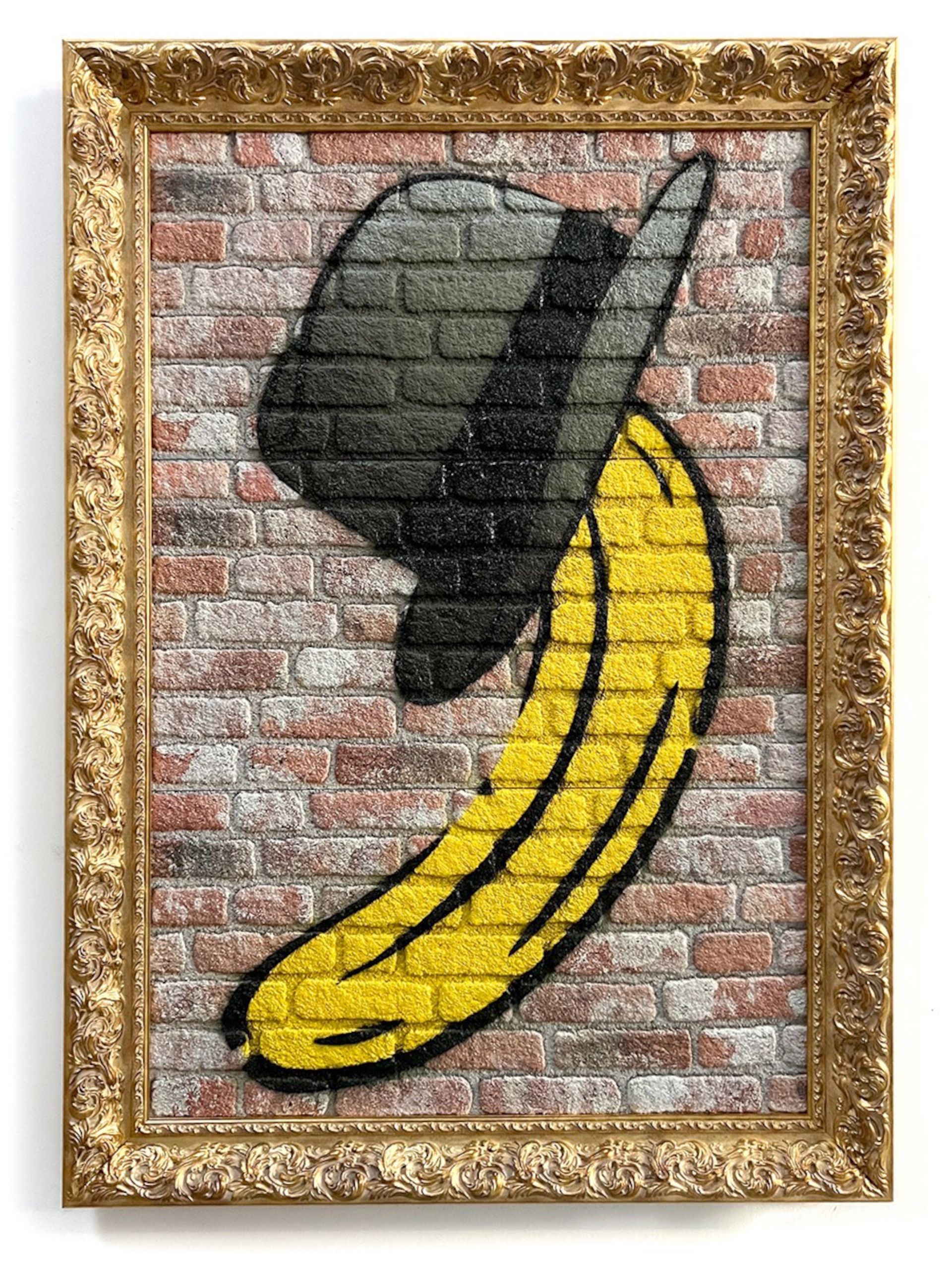 „Beuysbanane“, 2023, Spraylack auf Mauerimitat, 150 x 100 cm, WVZ-Nr. 2729