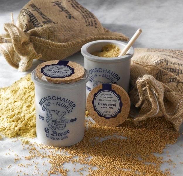 Der Kaisersenf ist ein wunderbar grob geschroteter Rotisseursenf der Historischen Senfmühle Monschau