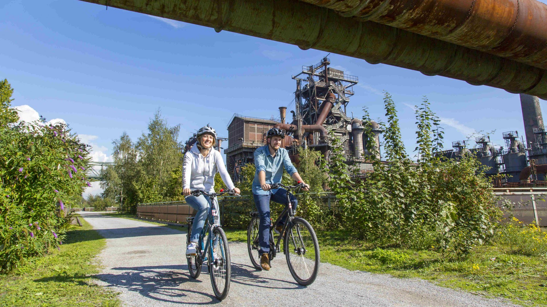 Radfahren im Landschaftspark Duisburg-Nord, © redrevier