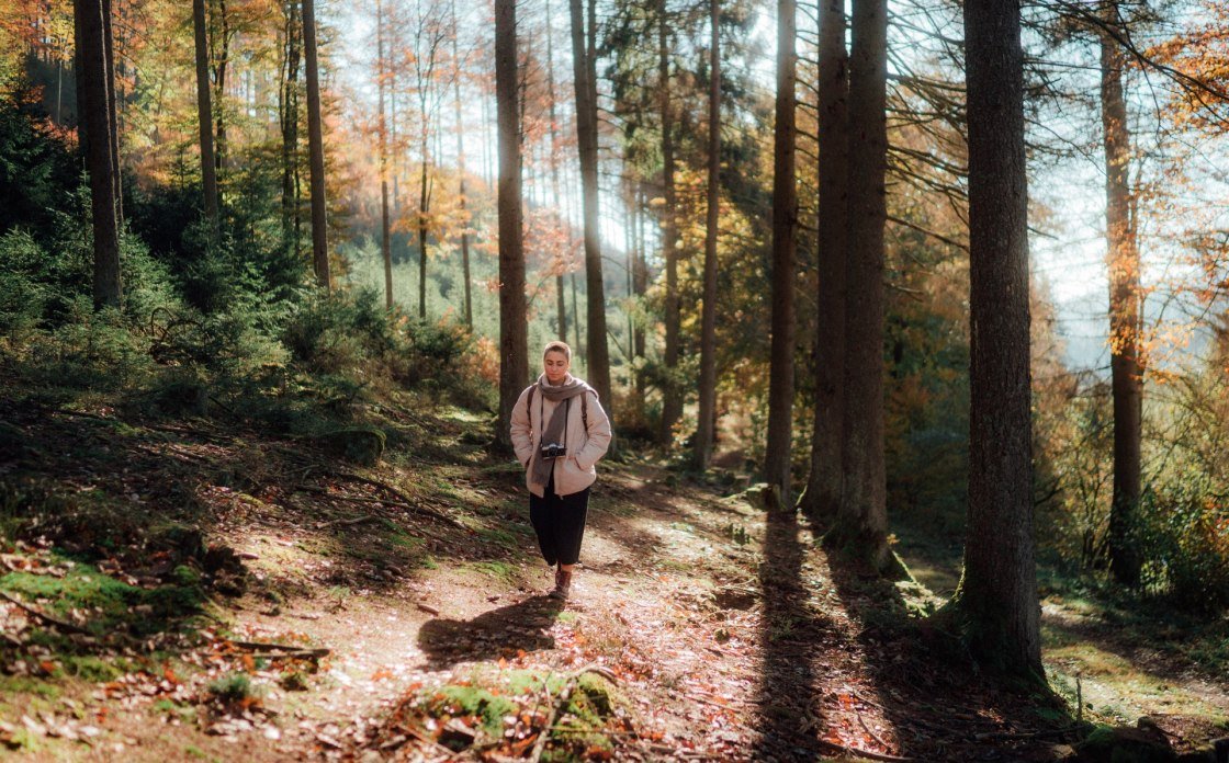 Spaziergang durch einen Wald in Bad Berleburg, © Leo Thomas
