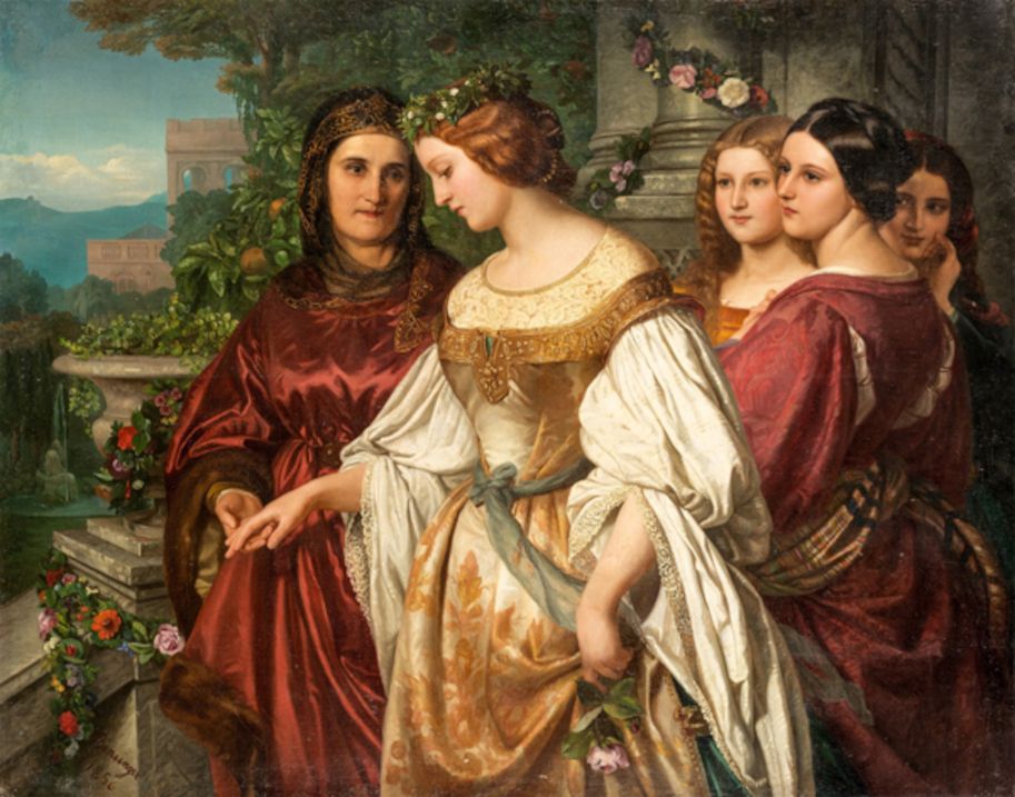 Amalie Bensinger, Hochzeitsmorgen, 1856, Öl auf Leinwand, 122 x 155cm
