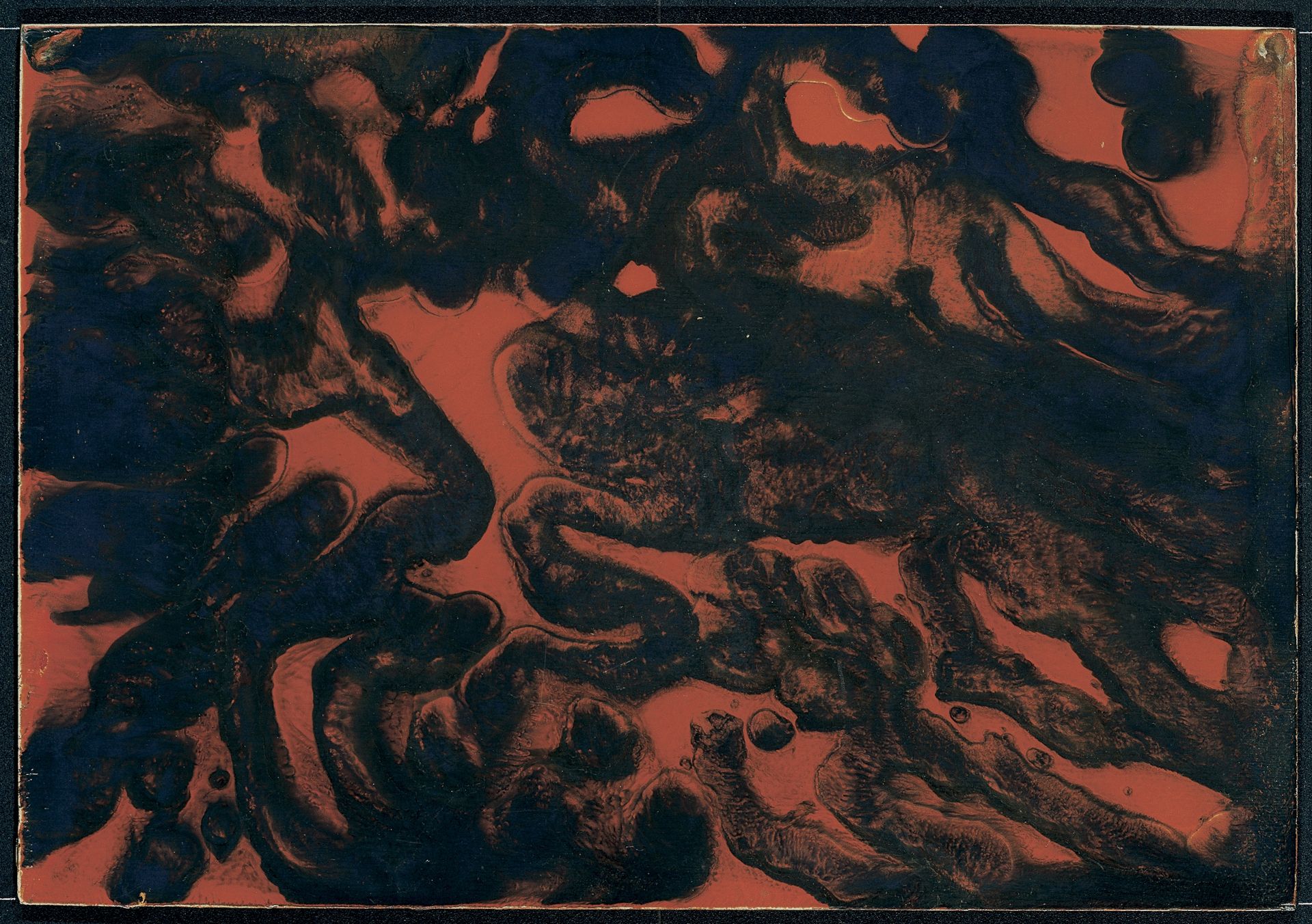 Willi Baumeister, Ohne Titel, 1941/42, Nitrolackfarben auf Sperrholz, Objektmaß: 20 x 29,1 x 5 cm, Rahmenmaß: 37,7 x 47,7 x 4 cm