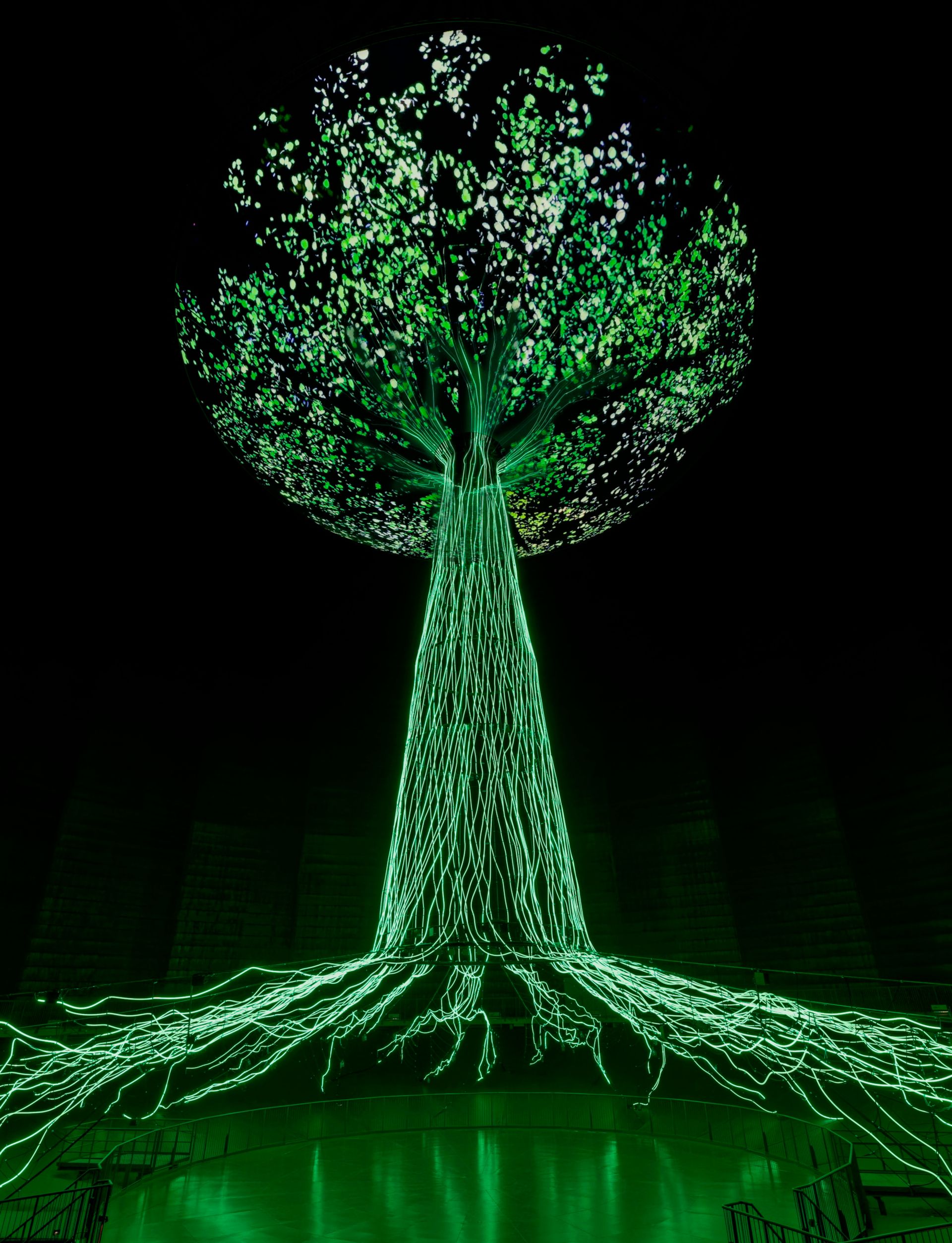 Die Innenraum-Lichtkunstinstallation "Der Baum" der Künstlergruppe Ars Electronica Solutions ist das Highlight der Mythos Wald-Schau