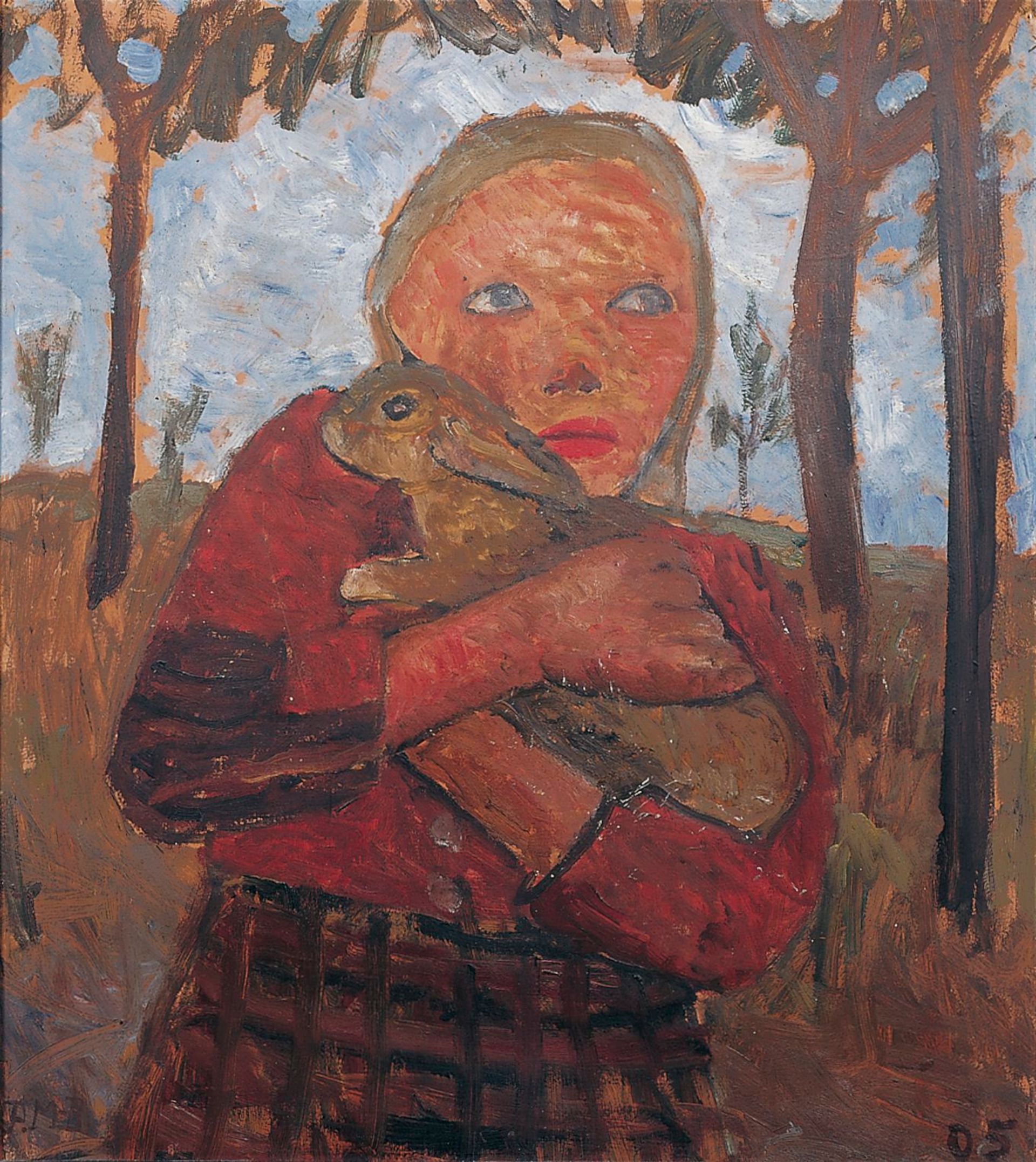 Paula, Modersohn-Becker, Mädchen mit Kaninchen, 1905