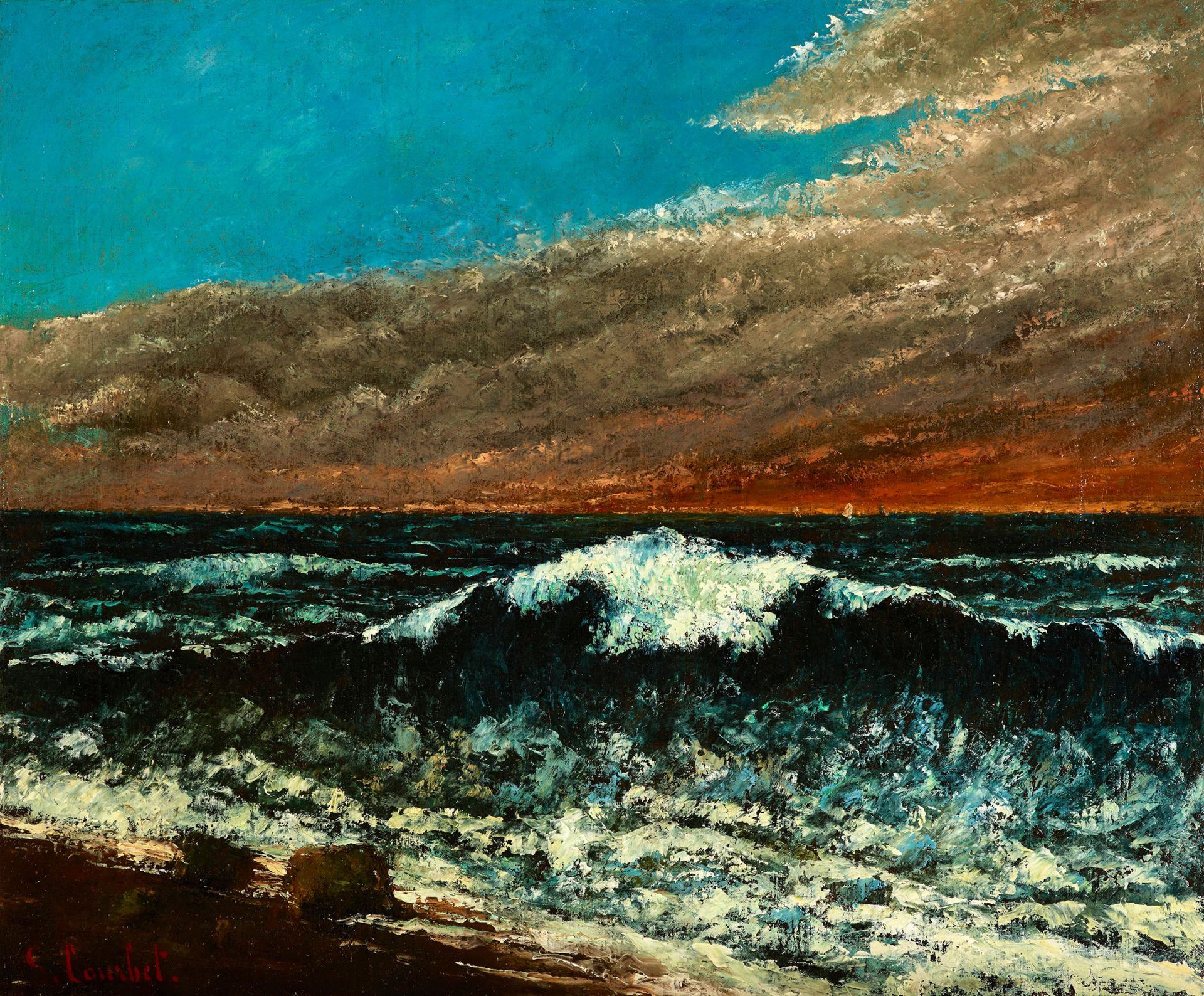 Gustave Courbet, La vague, 1870, Öl auf Leinwand, 45 x 59 cm