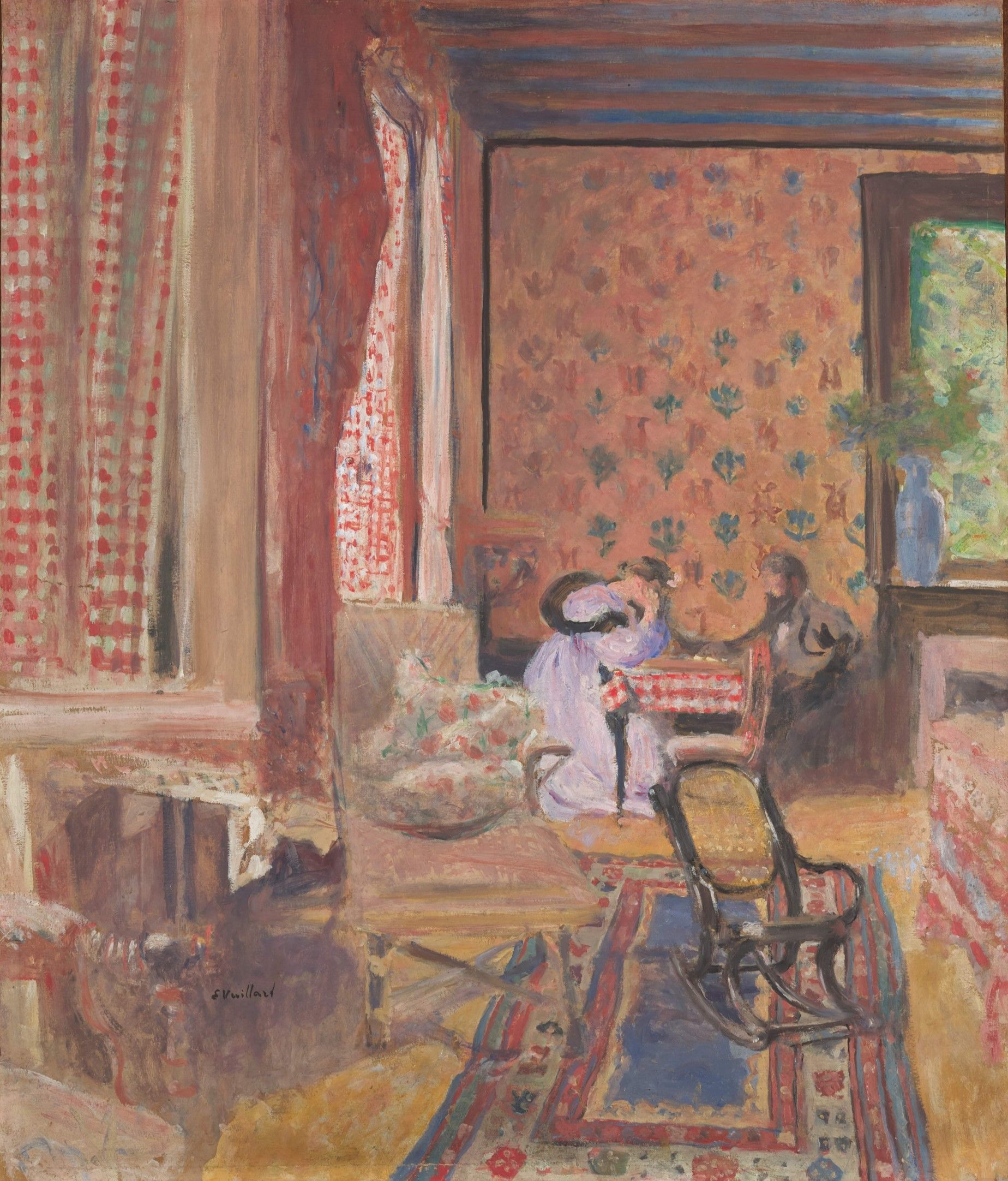 Edouard Vuillard, Beim Brettspiel (La partie de Dames), 1902 Öl auf Holz 68,2 x 58,4 cm